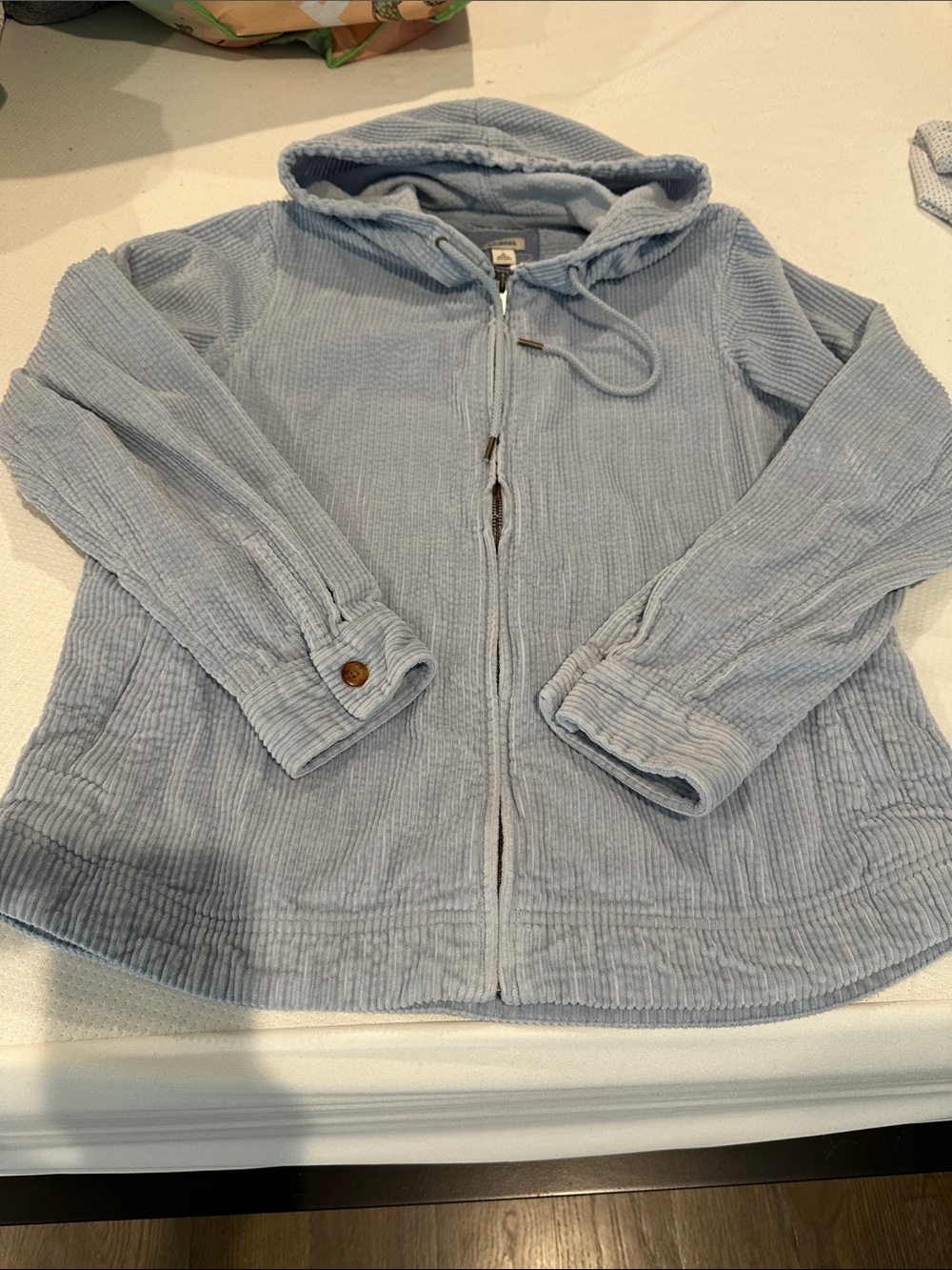 L.L. Bean Light Blue Corduroy Hooded Jacket